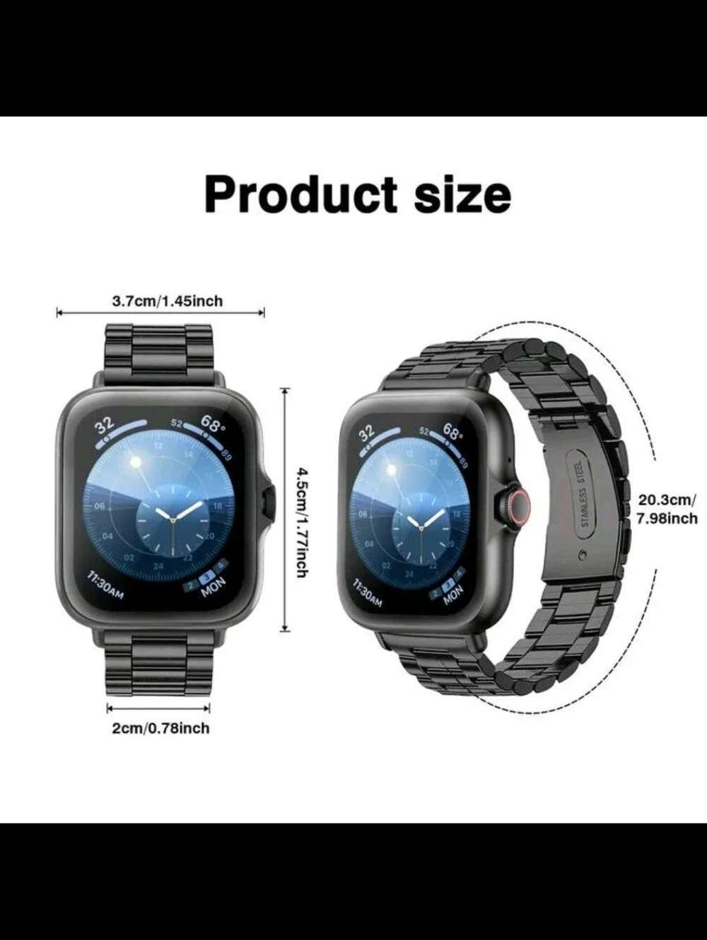 Pink Smart Watch with Stainless Steel Band